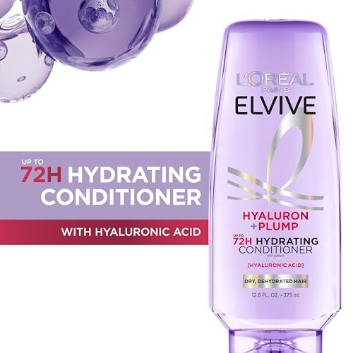 L'Oreal Paris Elvive Hyaluron Plump Hydrating Conditioner with Hyaluronic Acid, 12.6 Fl Oz - For Dehydrated, Dry Hair - görsel 4