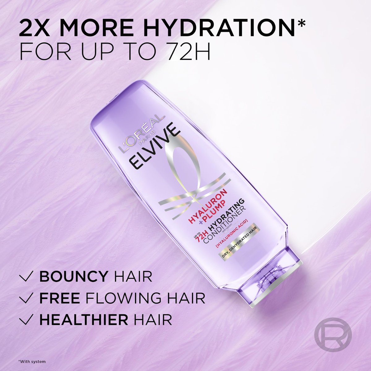 L'Oreal Paris Elvive Hyaluron Plump Hydrating Conditioner with Hyaluronic Acid, 12.6 Fl Oz - For Dehydrated, Dry Hair - görsel 13