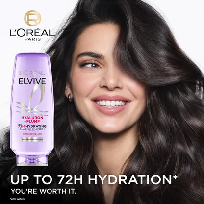 L'Oreal Paris Elvive Hyaluron Plump Hydrating Conditioner with Hyaluronic Acid, 12.6 Fl Oz - For Dehydrated, Dry Hair