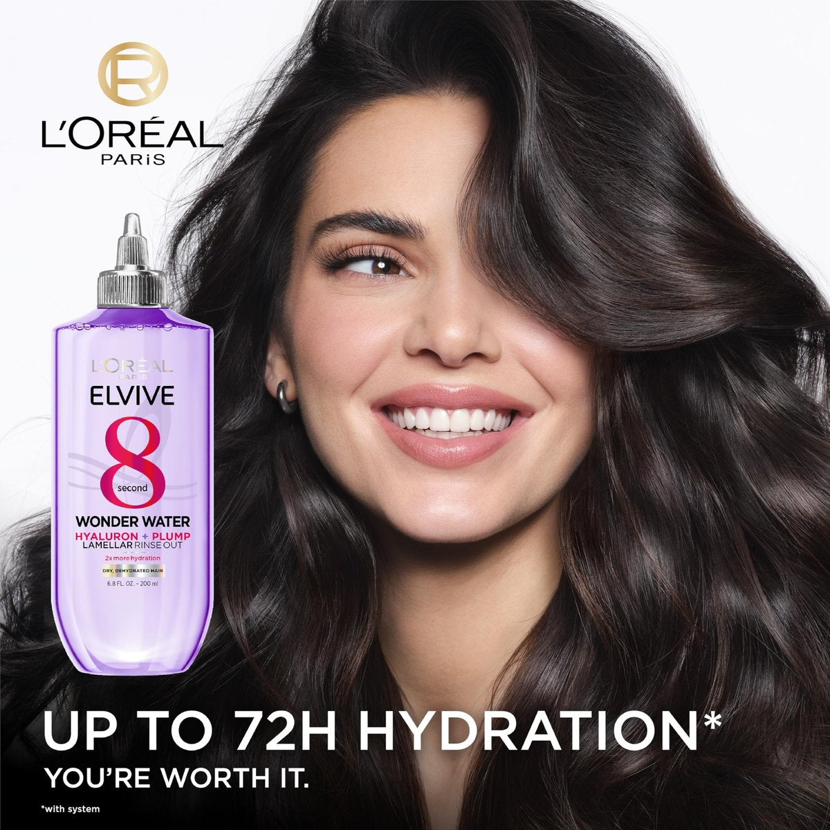 L'Oreal Paris Elvive Hyaluron Plump Flash Hydration Wonder Water Hair Rinse, 8 Second Hydrating Hair Care Treatment for Soft, Shiny Hair, 6.8 Fl Oz Avelisse