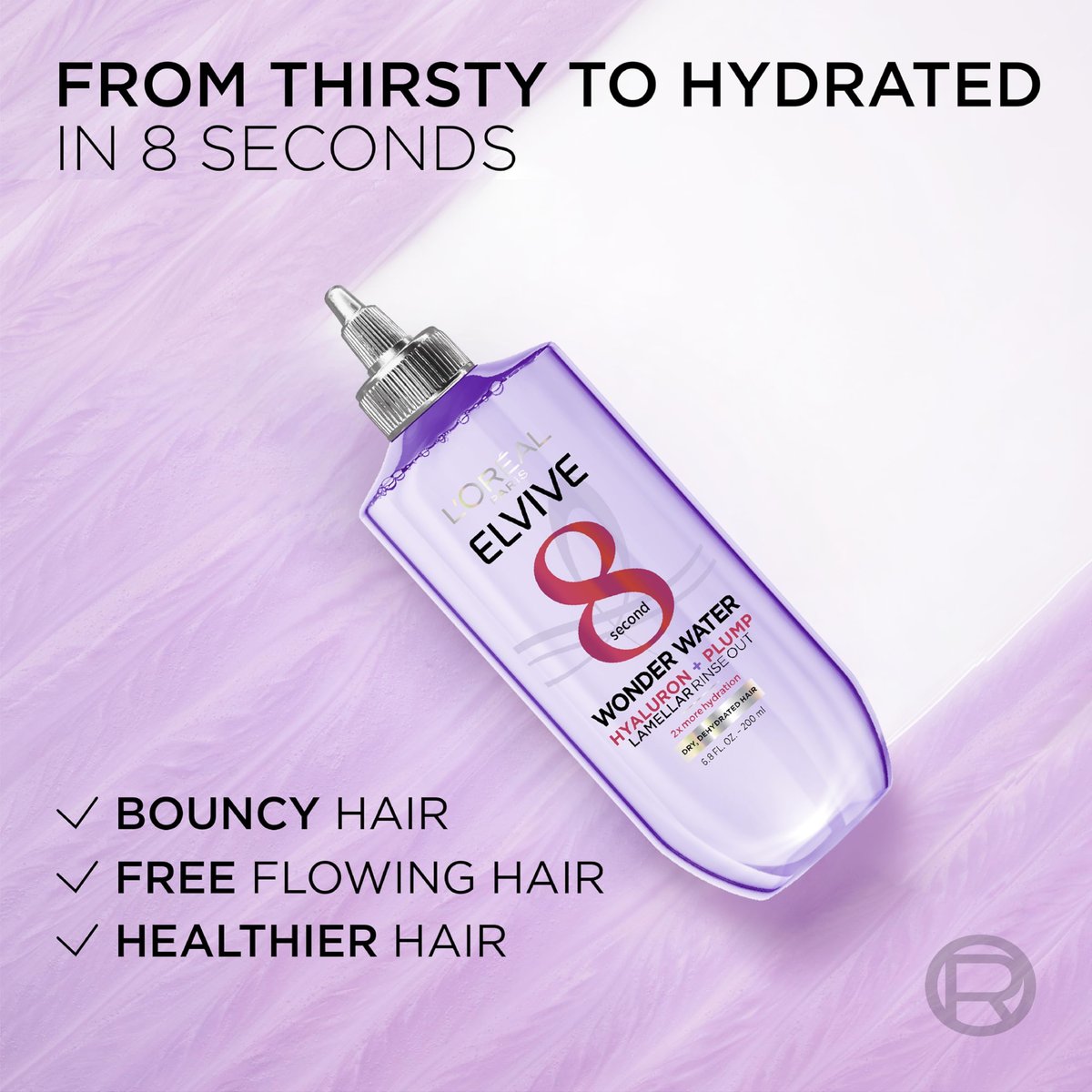 L'Oreal Paris Elvive Hyaluron Plump Flash Hydration Wonder Water Hair Rinse, 8 Second Hydrating Hair Care Treatment for Soft, Shiny Hair, 6.8 Fl Oz Avelisse
