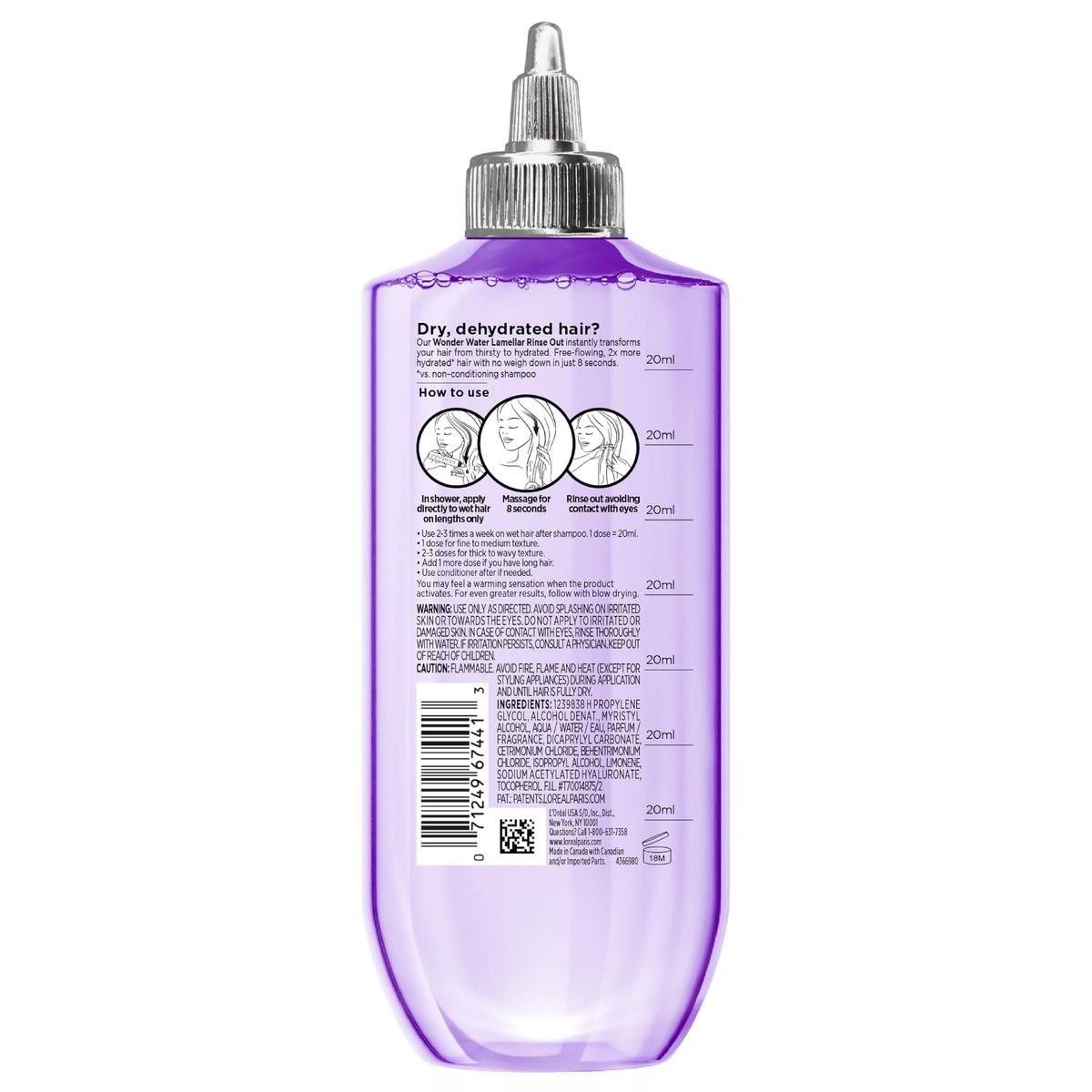 L'Oreal Paris Elvive Hyaluron Plump Flash Hydration Wonder Water Hair Rinse, 8 Second Hydrating Hair Care Treatment for Soft, Shiny Hair, 6.8 Fl Oz Avelisse
