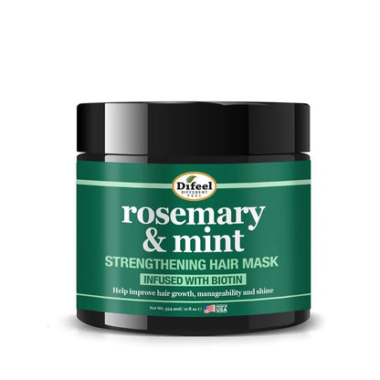 Difeel Rosemary and Mint Strengthening Hair Growth Mask with Natural Rosemary Oil and Biotin - 12 oz