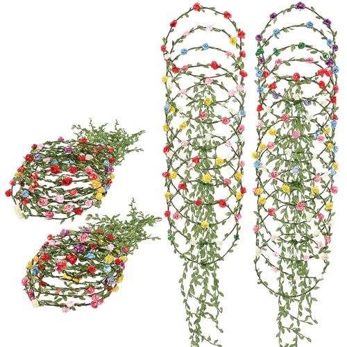WILLBOND 48 Pcs Flower Headbands for Women - Floral Garland Headbands, Fairy Wreath, Green Leaves Flower Headband Bulk for Wedding, Festival, Holiday, Party Photography Props Avelisse