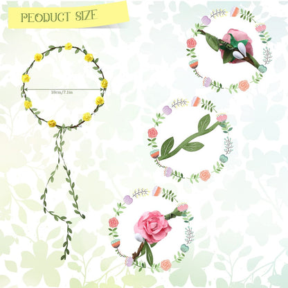 WILLBOND 48 Pcs Flower Headbands for Women - Floral Garland Headbands, Fairy Wreath, Green Leaves Flower Headband Bulk for Wedding, Festival, Holiday, Party Photography Props Avelisse