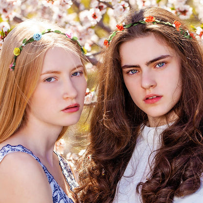 WILLBOND 48 Pcs Flower Headbands for Women - Floral Garland Headbands, Fairy Wreath, Green Leaves Flower Headband Bulk for Wedding, Festival, Holiday, Party Photography Props Avelisse