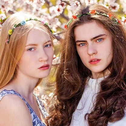 WILLBOND 48 Pcs Flower Headbands for Women - Floral Garland Headbands, Fairy Wreath, Green Leaves Flower Headband Bulk for Wedding, Festival, Holiday, Party Photography Props Avelisse
