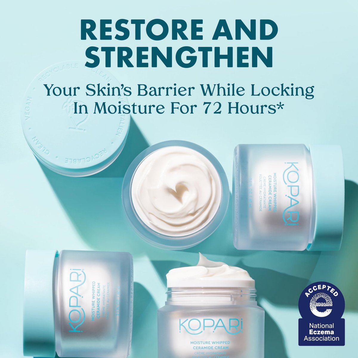 Kopari Moisture Whipped Ceramide Cream | Hydrate & Restore with Vegan Ceramides & Hyaluronic Acid | 2.1 oz Avelisse