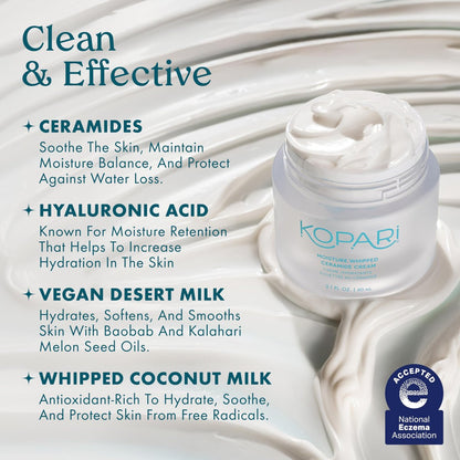 Kopari Moisture Whipped Ceramide Cream | Hydrate & Restore with Vegan Ceramides & Hyaluronic Acid | 2.1 oz Avelisse
