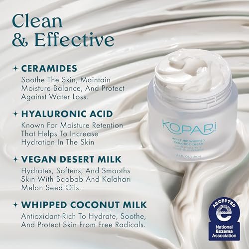 Kopari Moisture Whipped Ceramide Cream | Hydrate & Restore with Vegan Ceramides & Hyaluronic Acid | 2.1 oz Avelisse