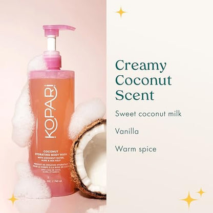 Kopari Jumbo Coconut Hydrating Body Wash - 25 oz with Organic Coconut Water, Sea Kelp & Aloe Vera Avelisse