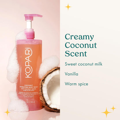 Kopari Jumbo Coconut Hydrating Body Wash - 25 oz with Organic Coconut Water, Sea Kelp & Aloe Vera Avelisse