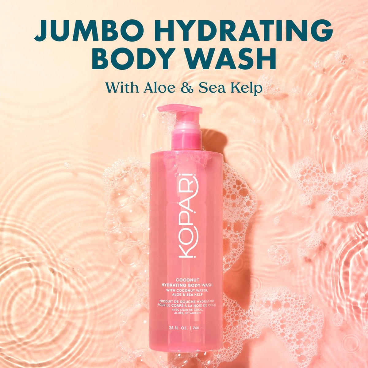 Kopari Jumbo Coconut Hydrating Body Wash - 25 oz with Organic Coconut Water, Sea Kelp & Aloe Vera Avelisse