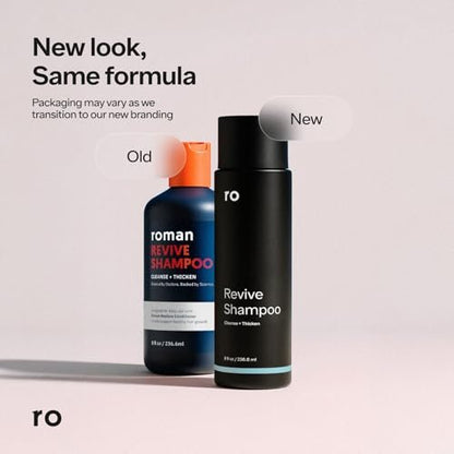 Ro Men's Revive Shampoo – Exfoliating & Clarifying Peppermint Shampoo for Thicker-Looking Hair with Saw Palmetto, Pumpkin Seed Oil, Caffeine – Sulfate-Free, 8 fl oz Avelisse