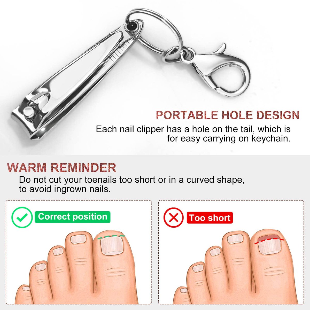 Tranchou Nail Clippers for Thick Toenails, Stainless Steel Fingernail Clippers with Sharp Curved Blades and File, Large & Small Sizes for Men, Women, Seniors - Silver - görsel 13