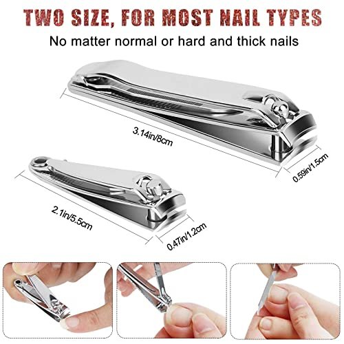 Tranchou Nail Clippers for Thick Toenails, Stainless Steel Fingernail Clippers with Sharp Curved Blades and File, Large & Small Sizes for Men, Women, Seniors - Silver - görsel 6