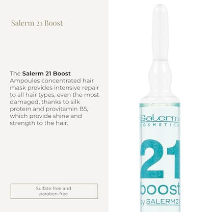 SALERM Concentrated Hair Mask 21 Boost Hydrating Hair Ampoules – 8 x 13 ml – Repairs Hair with Heat Protector, Anti-Pollution and Anti-Frizz Avelisse