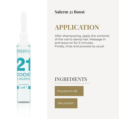 SALERM Concentrated Hair Mask 21 Boost Hydrating Hair Ampoules – 8 x 13 ml – Repairs Hair with Heat Protector, Anti-Pollution and Anti-Frizz Avelisse