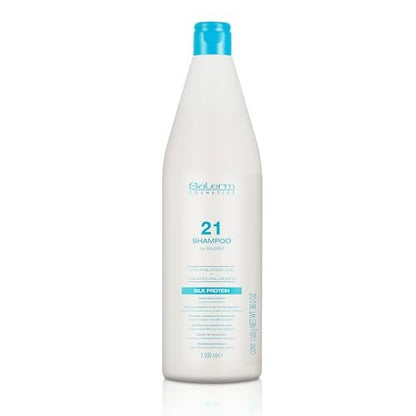 Salerm Hydrating Shampoo 21 Silk Protein – 1000 ml – Nourishing Shampoo for Dry and Damaged Hair with Silk Proteins, Heat Protection Avelisse
