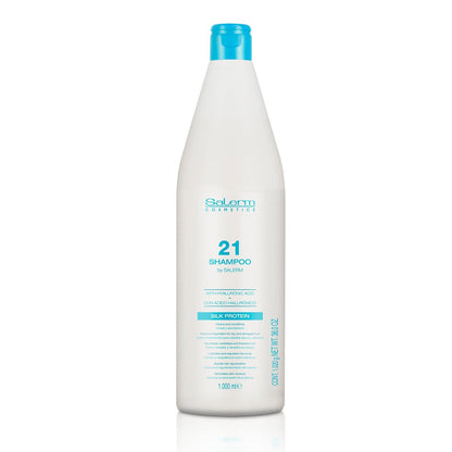 Salerm Hydrating Shampoo 21 Silk Protein – 1000 ml – Nourishing Shampoo for Dry and Damaged Hair with Silk Proteins, Heat Protection Avelisse
