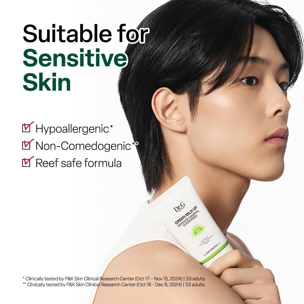 Dr. G Green Mild Up Defense Mineral Sunscreen SPF 50 - Broad Spectrum, Reef-Safe, Lightweight Korean Sunscreen for Sensitive Skin - Non-Greasy with Centella Asiatica - 1.69 fl oz - görsel 7