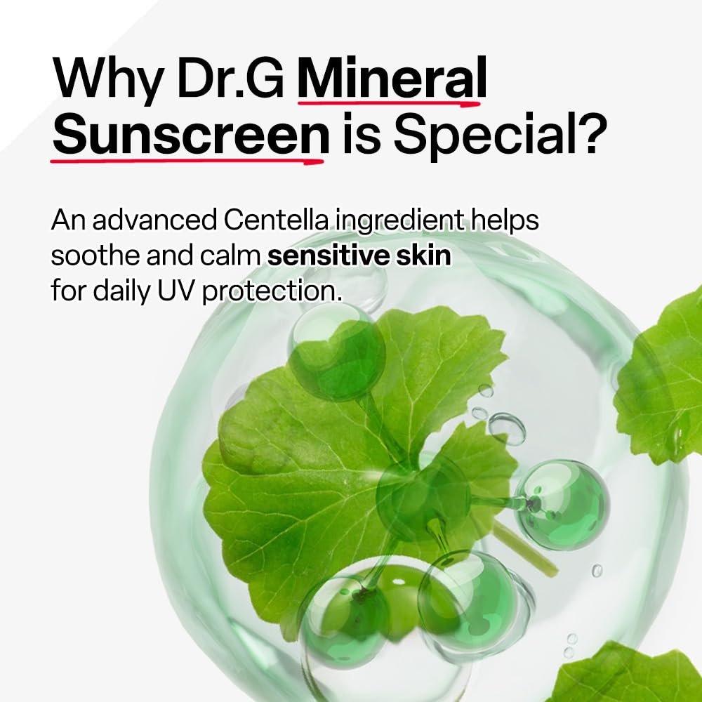 Dr. G Green Mild Up Defense Mineral Sunscreen SPF 50 - Broad Spectrum, Reef-Safe, Lightweight Korean Sunscreen for Sensitive Skin - Non-Greasy with Centella Asiatica - 1.69 fl oz - görsel 13