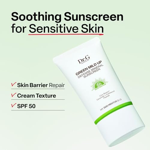 Dr. G Green Mild Up Defense Mineral Sunscreen SPF 50 - Broad Spectrum, Reef-Safe, Lightweight Korean Sunscreen for Sensitive Skin - Non-Greasy with Centella Asiatica - 1.69 fl oz - görsel 4