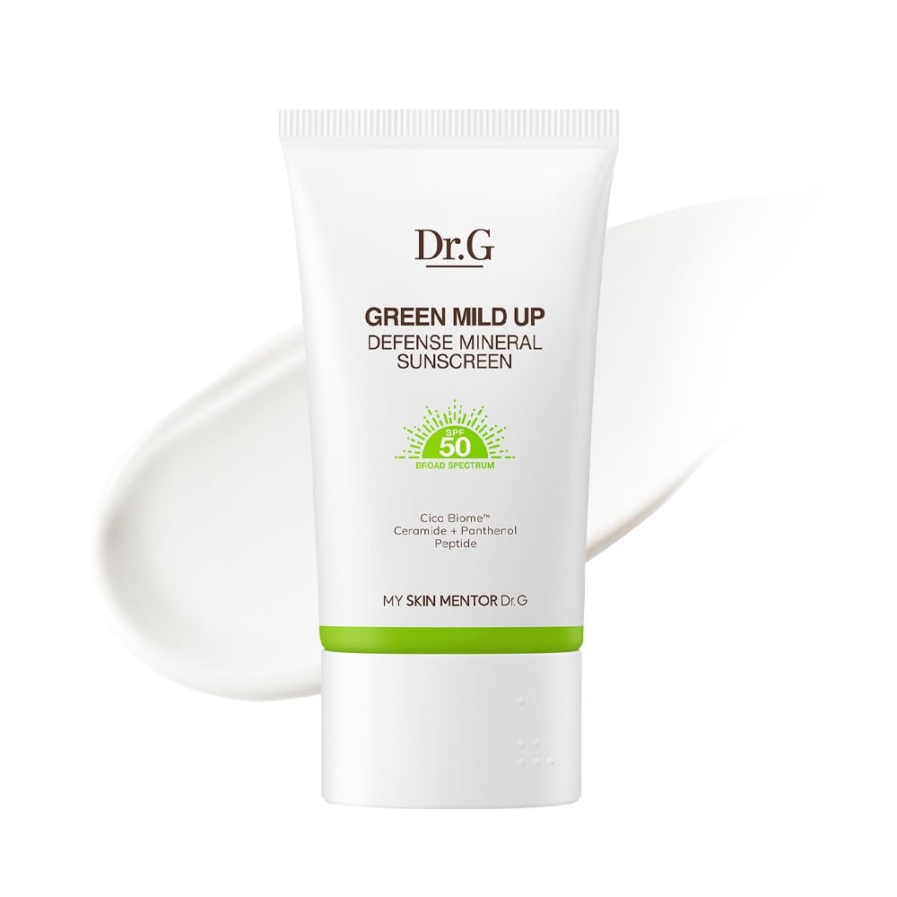 Dr. G Green Mild Up Defense Mineral Sunscreen SPF 50 - Broad Spectrum, Reef-Safe, Lightweight Korean Sunscreen for Sensitive Skin - Non-Greasy with Centella Asiatica - 1.69 fl oz - görsel 1