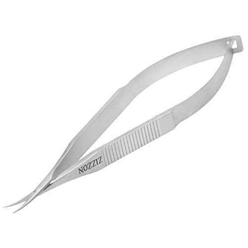 ZIZZON Cuticle Scissors – Extra Fine Curved Professional Grooming Kit for Eyebrow, Eyelash, Nail & Dry Skin (Stainless Steel, Silver) Avelisse