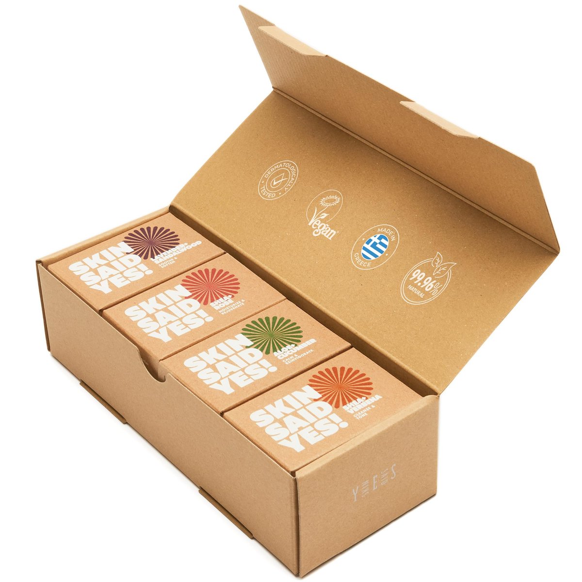 Skin Said Yes Organic Soap Bar Set of 8 - Natural Greek Soap with Shea Butter, Olive Oil, Lavender & Sandalwood, Aloe Vera & Cucumber Extract Avelisse
