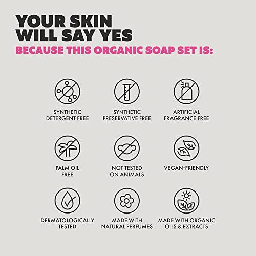 Skin Said Yes Organic Soap Bar Set of 8 - Natural Greek Soap with Shea Butter, Olive Oil, Lavender & Sandalwood, Aloe Vera & Cucumber Extract Avelisse