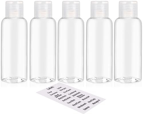 DNSEN 5 Pack 3.4oz Empty Plastic Travel Bottles for Toiletries - TSA Approved Leak Proof Squeezable Travel Size Containers - görsel 2