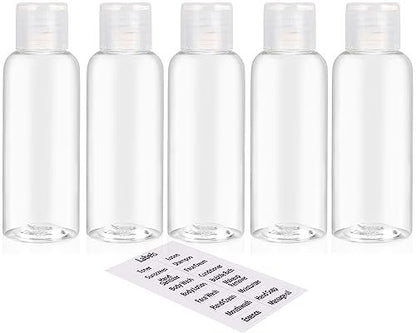 DNSEN 5 Pack 3.4oz Empty Plastic Travel Bottles for Toiletries - TSA Approved Leak Proof Squeezable Travel Size Containers