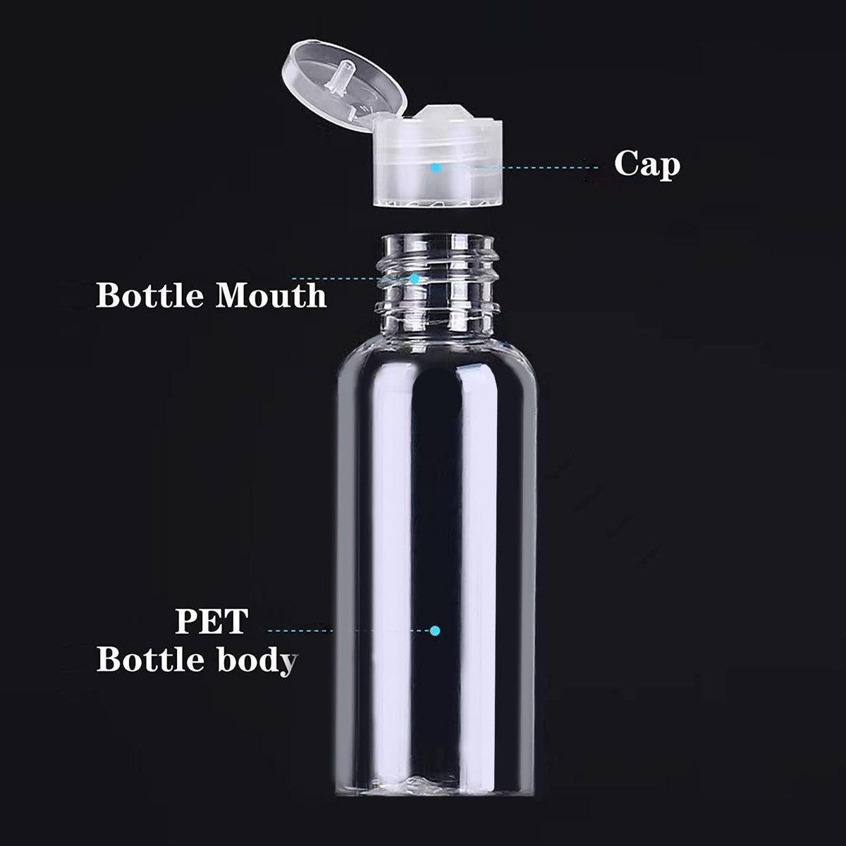 DNSEN 5 Pack 3.4oz Empty Plastic Travel Bottles for Toiletries - TSA Approved Leak Proof Squeezable Travel Size Containers - görsel 3