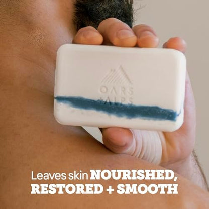 Oars + Alps Exfoliating & Moisturizing Bar Soap for Men - Deep Cleaning with Shea Butter & Coconut Oil, All Skin Types, 6 oz