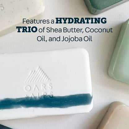 Oars + Alps Exfoliating & Moisturizing Bar Soap for Men - Deep Cleaning with Shea Butter & Coconut Oil, All Skin Types, 6 oz