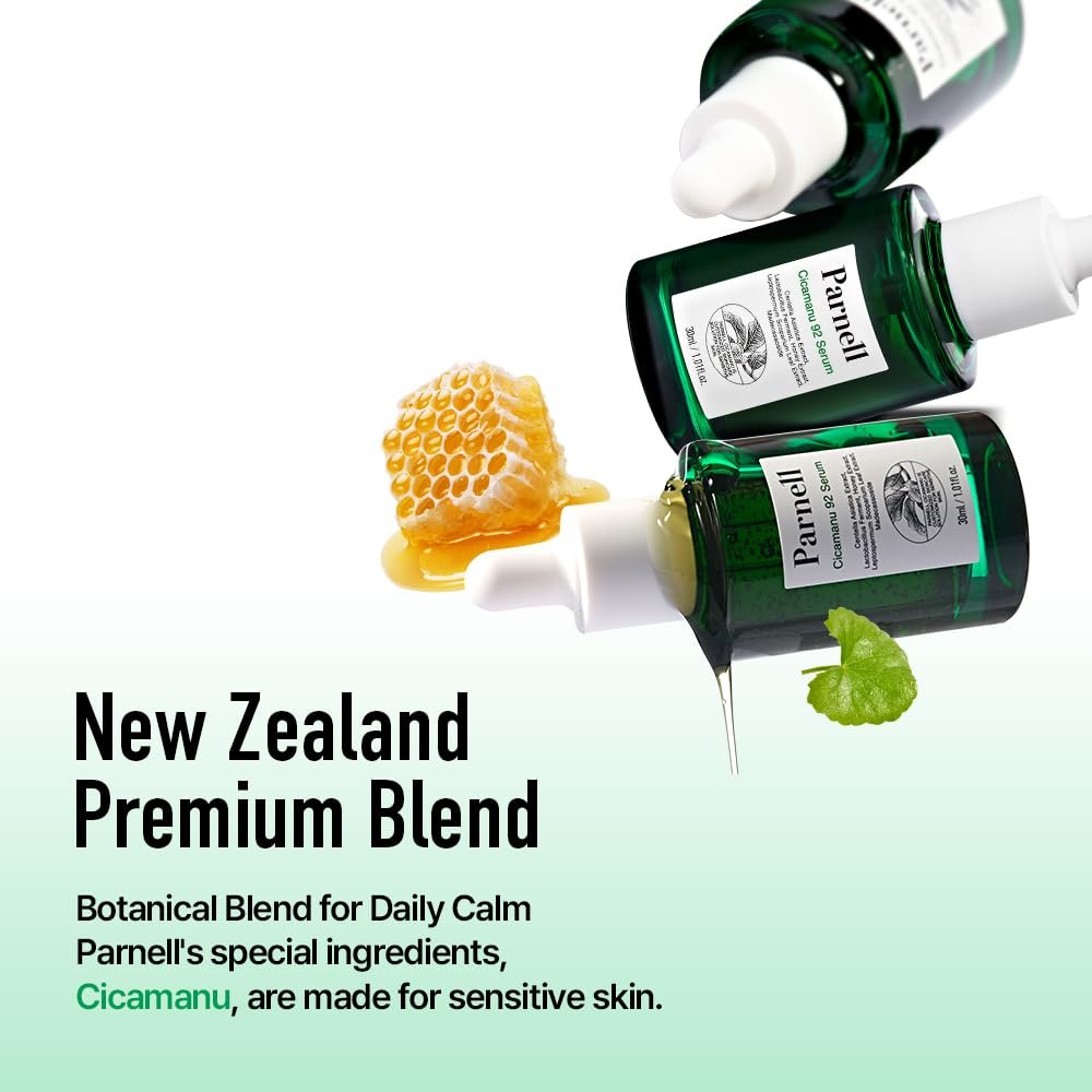 Parnell Cicamanu 92 Serum – Overnight Recovery & Deep Hydration with Melatonin, Centella Asiatica & Ceramide for Hyperpigmentation, 1.01 Fl Oz (30ml) Korean Skin Care Avelisse