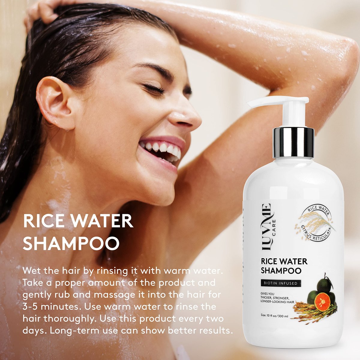 Rice Water Hair Thickening Shampoo with Biotin - Strengthening and Volumizing Shampoo for Thinning Hair, All Hair Types, Men and Women 10 Fl Oz Avelisse