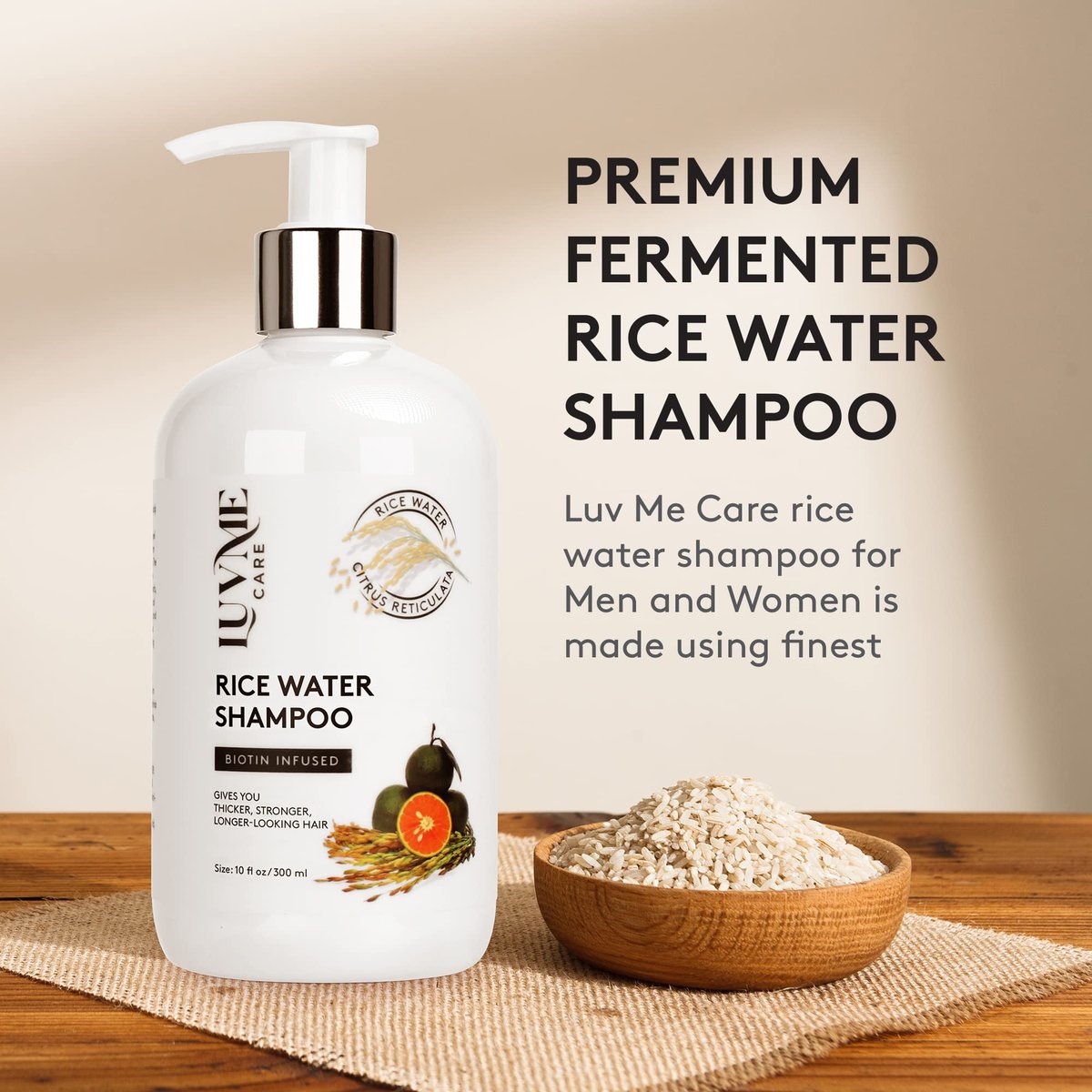 Rice Water Hair Thickening Shampoo with Biotin - Strengthening and Volumizing Shampoo for Thinning Hair, All Hair Types, Men and Women 10 Fl Oz Avelisse