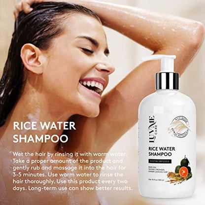 Rice Water Hair Thickening Shampoo with Biotin - Strengthening and Volumizing Shampoo for Thinning Hair, All Hair Types, Men and Women 10 Fl Oz Avelisse