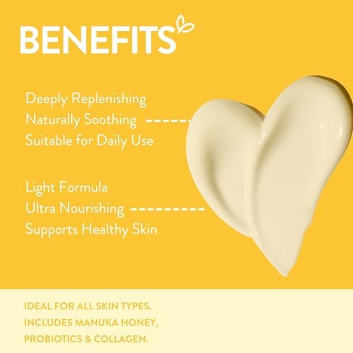 By Nature Manuka Honey + Collagen + Probiotics Day Cream - Nourishing Face Moisturizer from New Zealand, 6.5 oz Avelisse