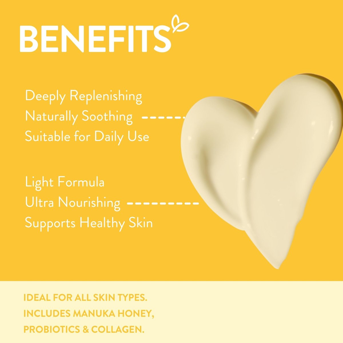 By Nature Manuka Honey + Collagen + Probiotics Day Cream - Nourishing Face Moisturizer from New Zealand, 6.5 oz Avelisse