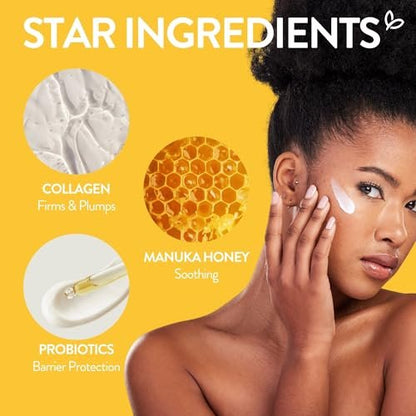 By Nature Manuka Honey + Collagen + Probiotics Day Cream - Nourishing Face Moisturizer from New Zealand, 6.5 oz Avelisse