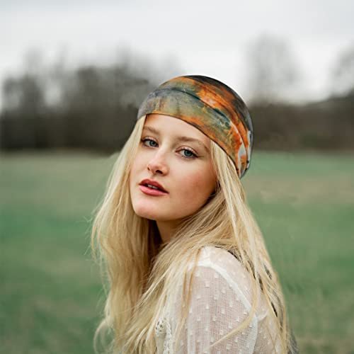 YONUF Wide Boho Headbands for Women - Knotted Yoga Headwrap - Orange Tie Dye 4 Pack - görsel 7