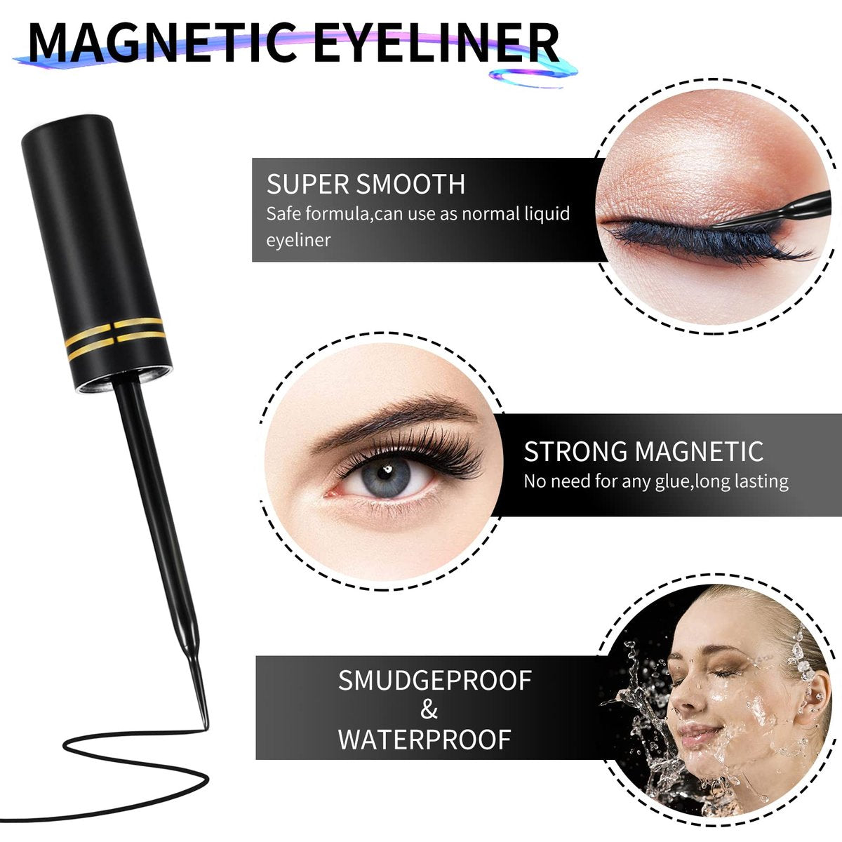 3D Natural Magnetic Eyelashes with Eyeliner Kit – 12 Pairs Reusable No-Glue False Lashes for a Natural Look - görsel 5