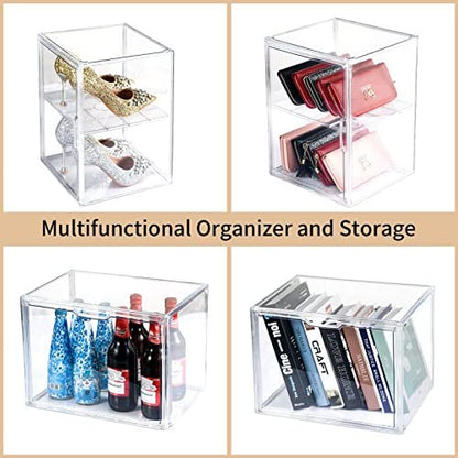 starogegc 2-Pack Large Capacity Acrylic Makeup Organizer - Clear Cosmetic Storage Bins with Divider Board for Vanity, Skincare, Countertop Display Avelisse