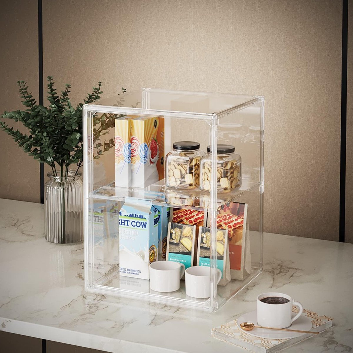 starogegc 2-Pack Large Capacity Acrylic Makeup Organizer - Clear Cosmetic Storage Bins with Divider Board for Vanity, Skincare, Countertop Display Avelisse