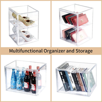 starogegc 2-Pack Large Capacity Acrylic Makeup Organizer - Clear Cosmetic Storage Bins with Divider Board for Vanity, Skincare, Countertop Display Avelisse