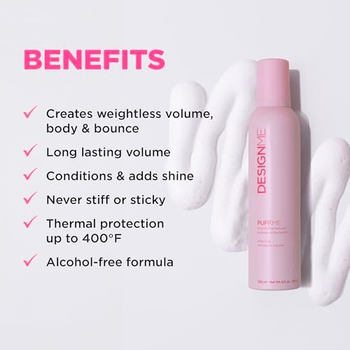 Design.Me PUFF.ME Hair Volumizing Mousse – Lightweight & Flexible Hold for Curls, Waves, or Straight Hair, Paraben & Sulfate-Free, with Vitamin B5 & E, 250mL Avelisse