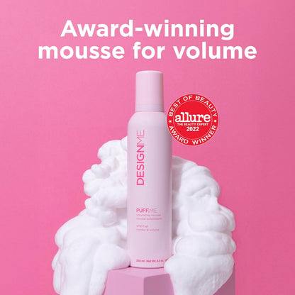 Design.Me PUFF.ME Hair Volumizing Mousse – Lightweight & Flexible Hold for Curls, Waves, or Straight Hair, Paraben & Sulfate-Free, with Vitamin B5 & E, 250mL Avelisse